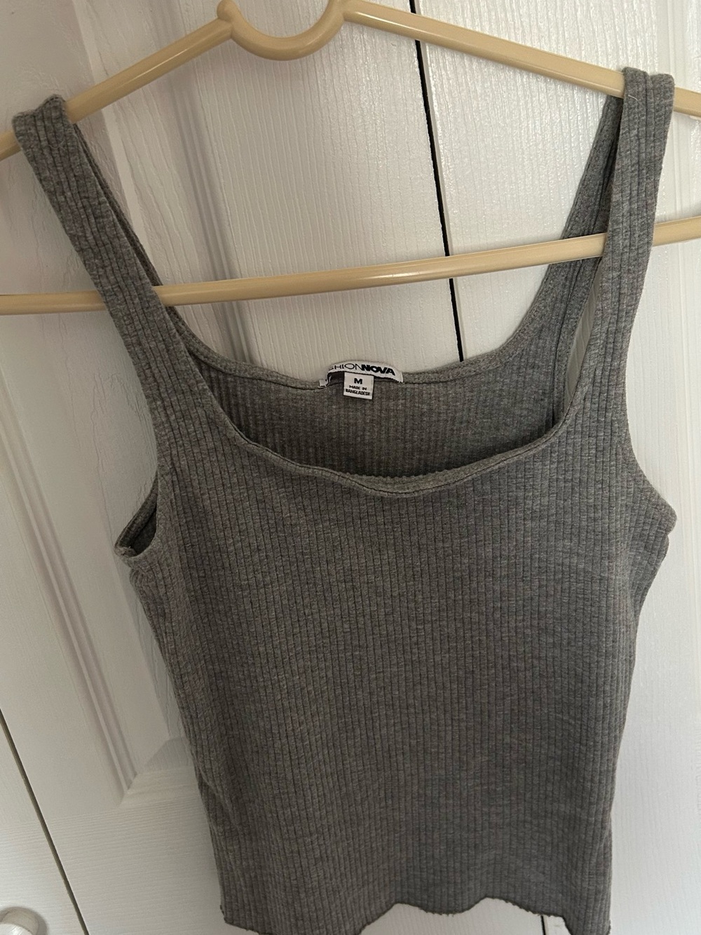 Fashion Nova Gray Ribbed Square-Neck Tank